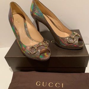 WOW ! GUCCI Horsebit iridescent pumps heels 40 EU